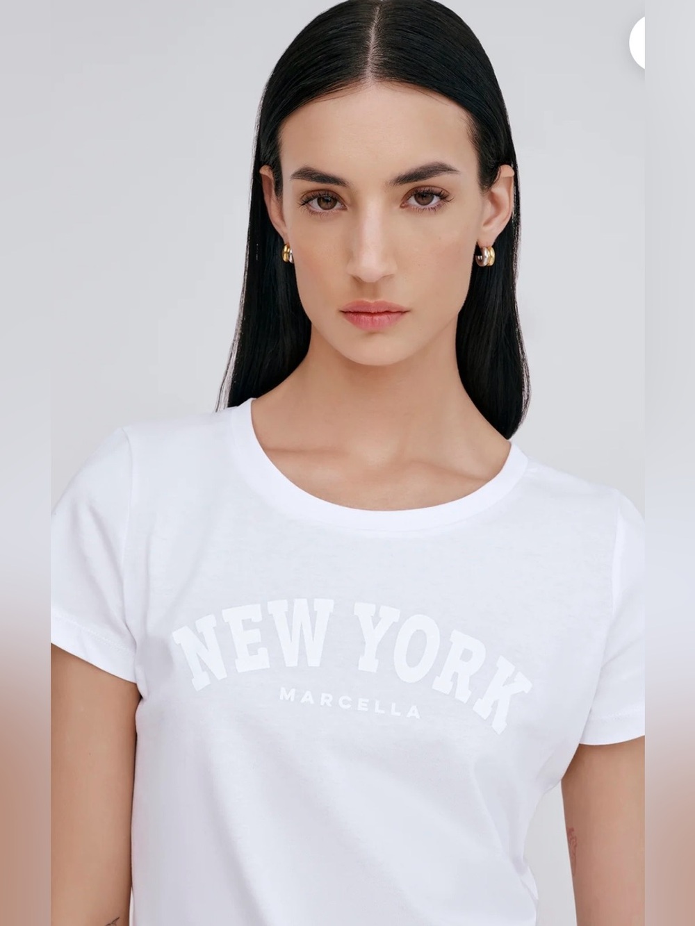 Marcella Monochrome White 'New York' Short Sleeve Graphic Tee